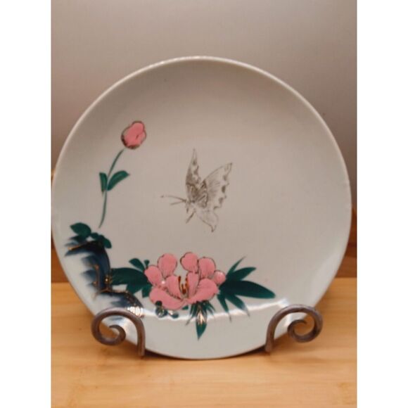 Vintage Japanese "Bamboo, Flower Blossoms" Fine China 10" Set of 3 Plates - Picture 15 of 16